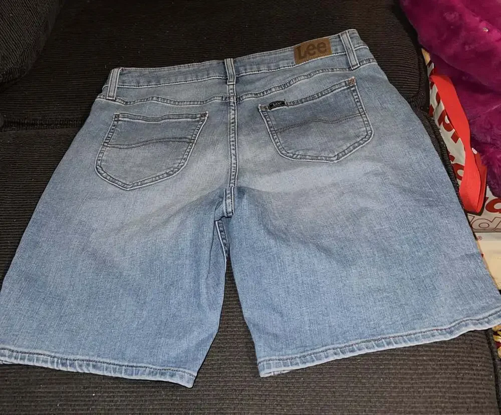 Lee Mid Rise Denim Bermuda Shorts Womens 14 Light Blue
